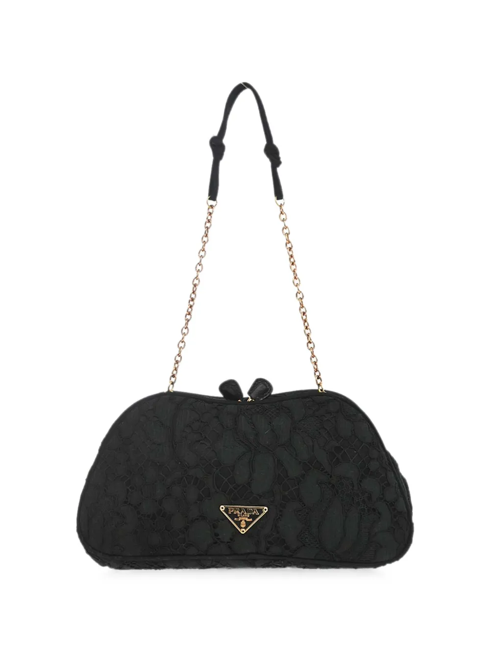 Prada Pre-Owned 1990-2000s lace chain shoulder bag - Black