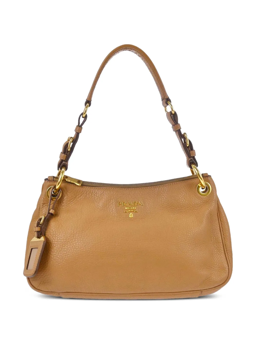 Prada Pre-Owned 2010s pebbled leather shoulder bag - Braun