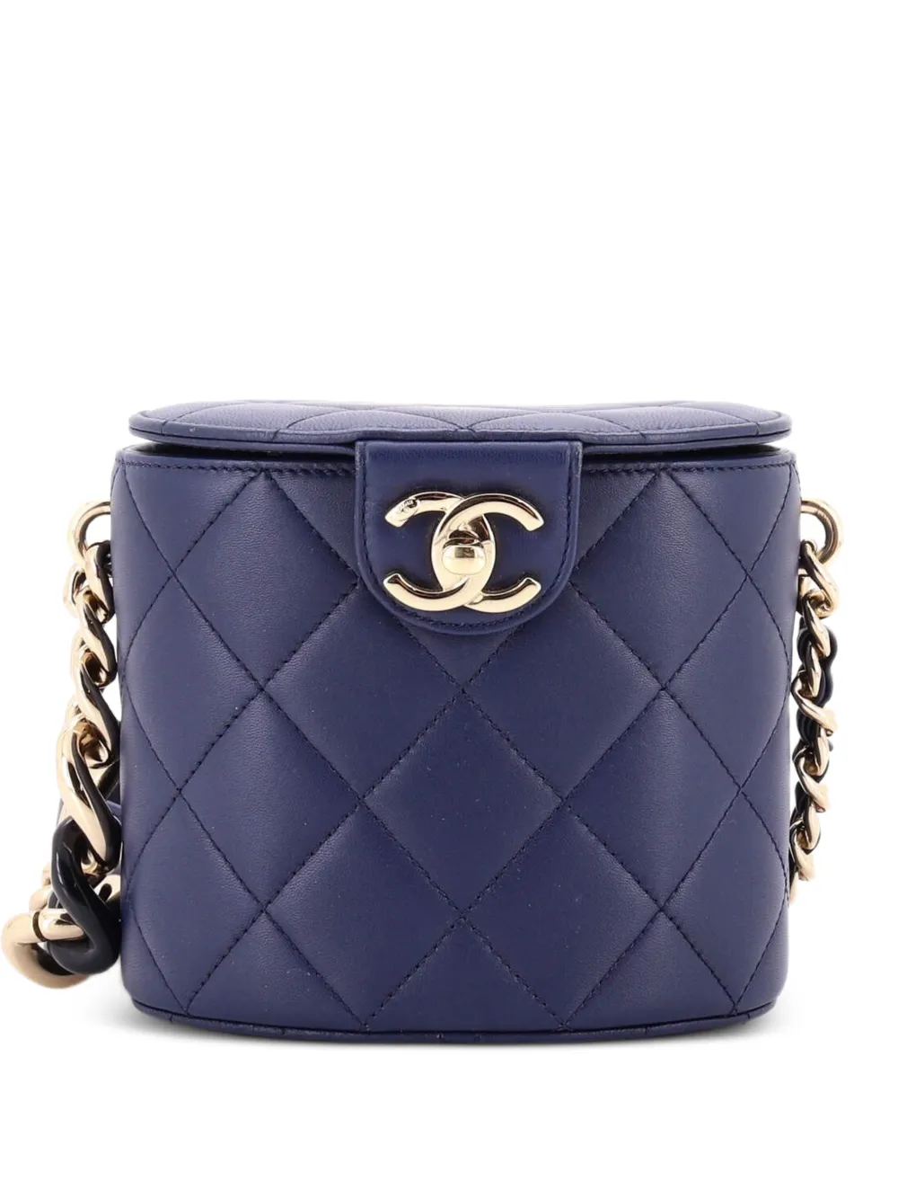 CHANEL Pre-Owned Resin Elegant Chain Tubular Vanity Case Quilted Lambskin Small crossbody bag - Blu