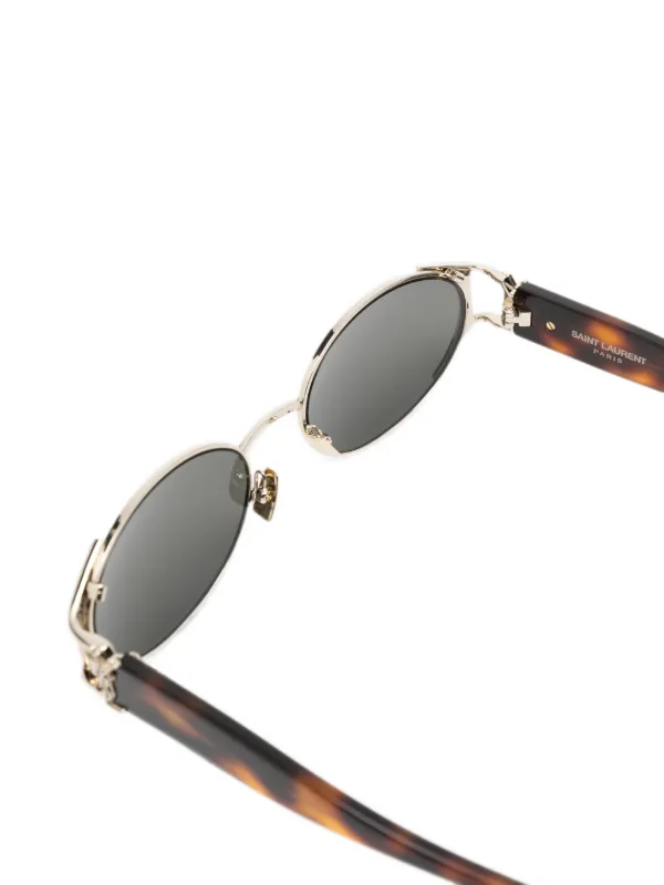 Saint Laurent トータスシェル サングラス Saint Laurent Eyewear トータスシェル ラウンドサングラス | ゴールド