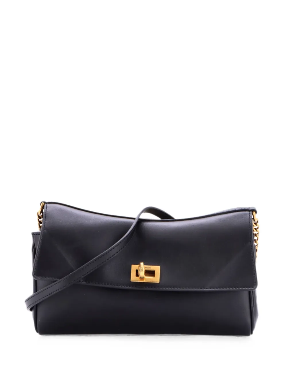 Pre-owned Balenciaga Rodeo Wallet On Chain Leather Crossbody Bag In Black