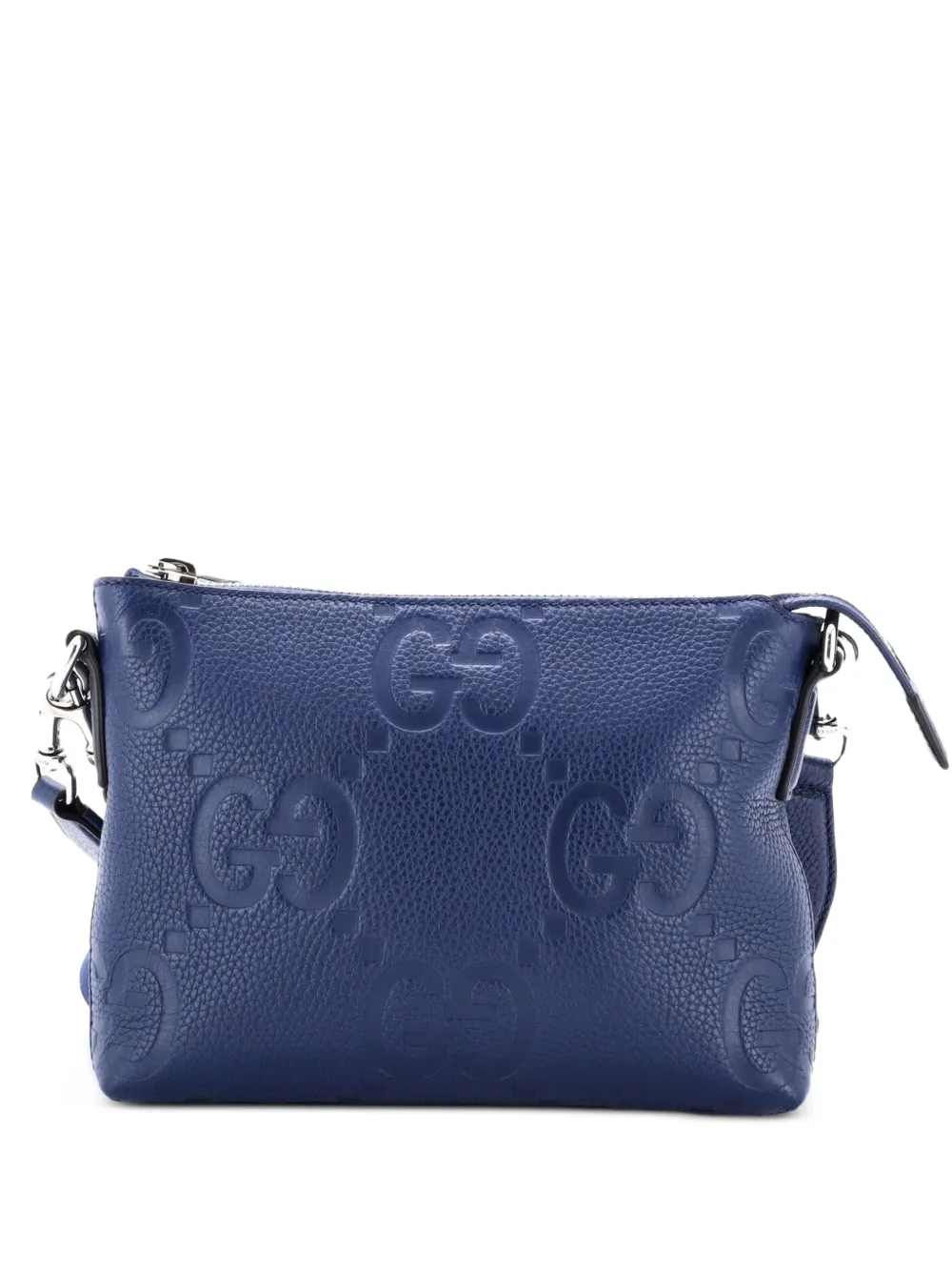 Gucci Pre-Owned Zip Messenger Bag Jumbo GG Embossed Leather Small crossbody bag - Blu