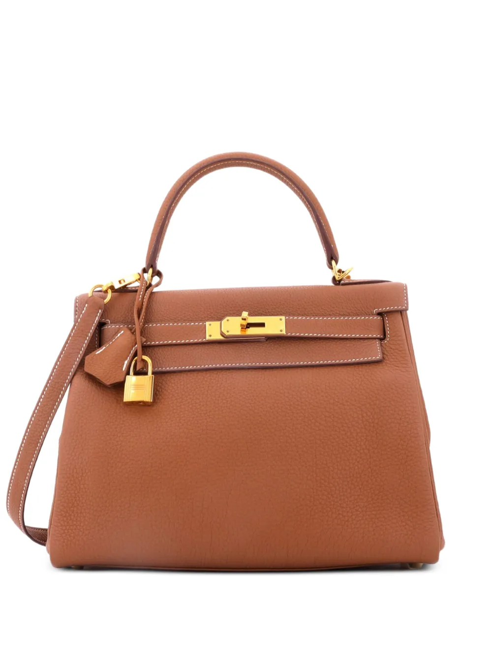 Hermès Pre-Owned Borsa a mano Kelly 28 in pelle Togo con tracolla e dettagli color oro - Marrone