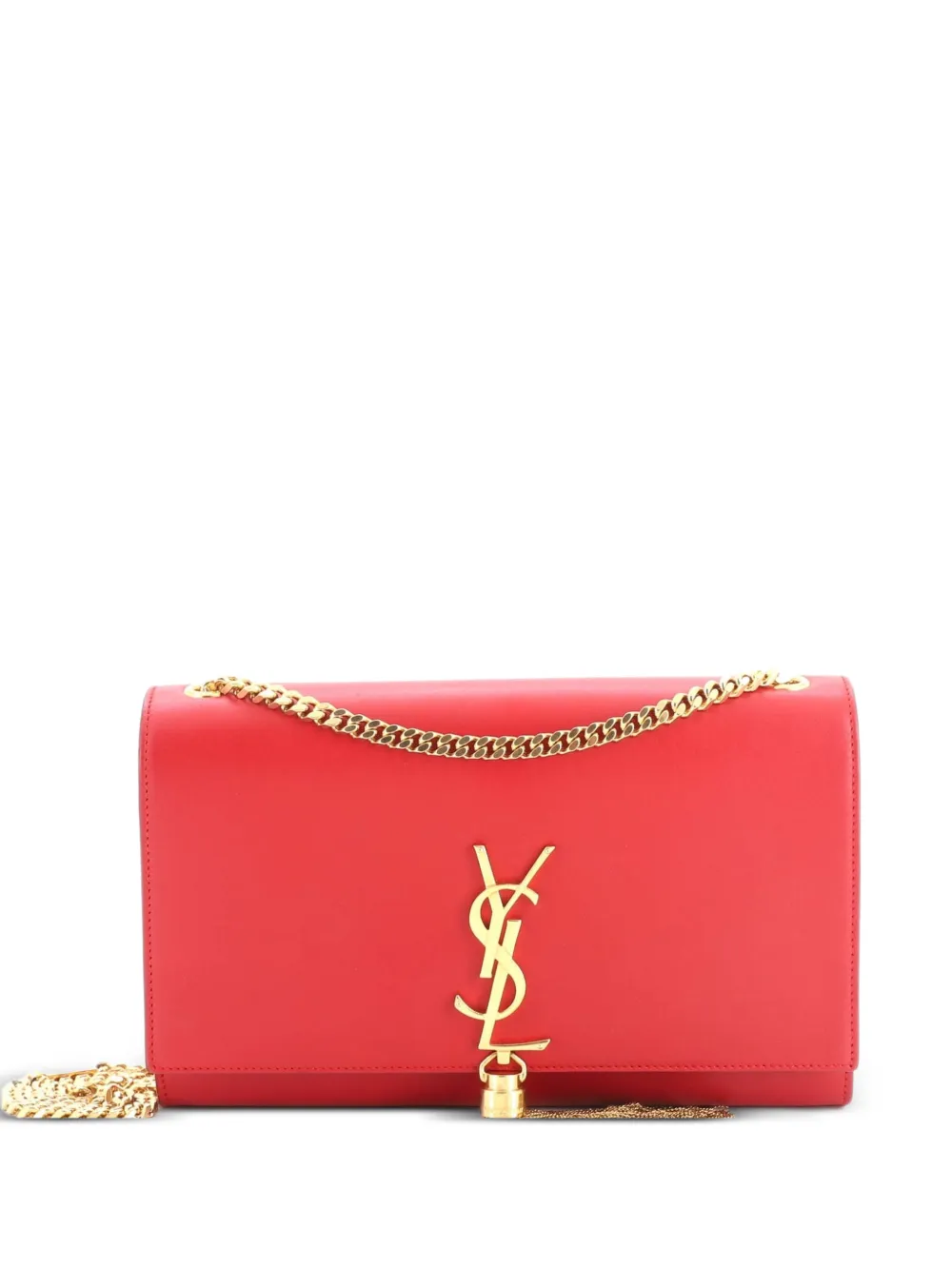 Saint Laurent Pre-Owned Classic Monogram Tassel Leather Medium crossbody bag - Rosso