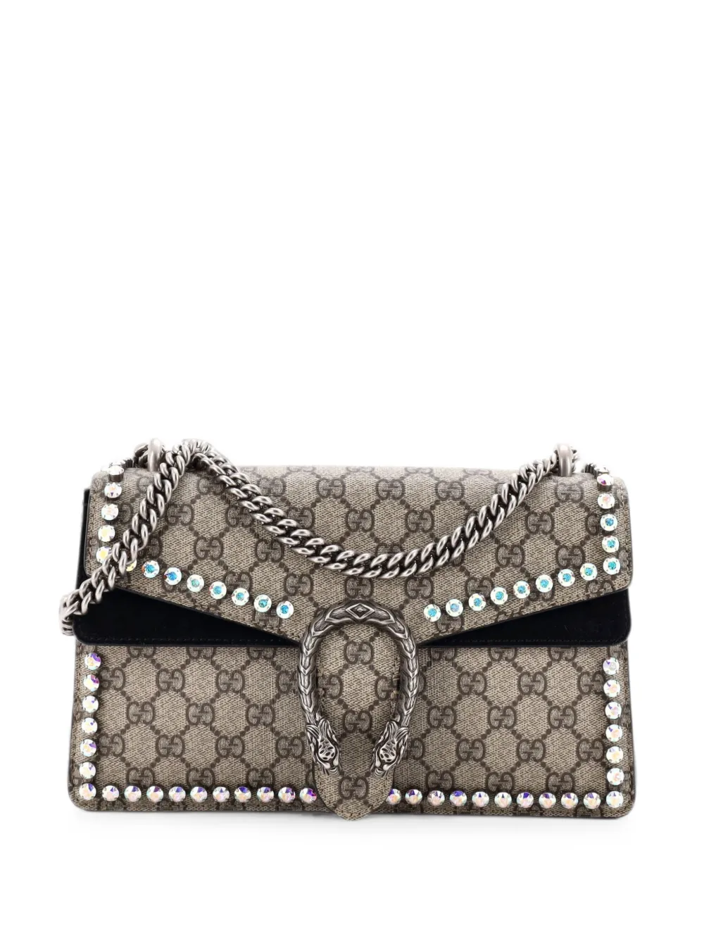 Gucci Pre-Owned Dionysus Bag Crystal Embellished GG Coated Canvas Medium shoulder bag - Black