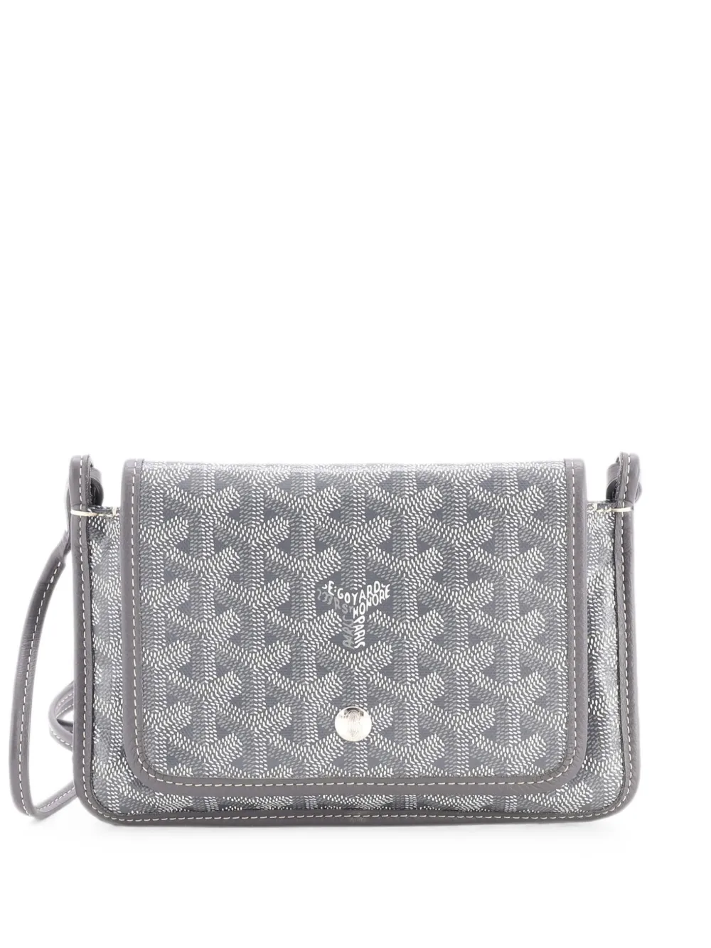 Pre-owned Goyard Plumet Clutch Wallet Coated Canvas Crossbody Bag In Grey