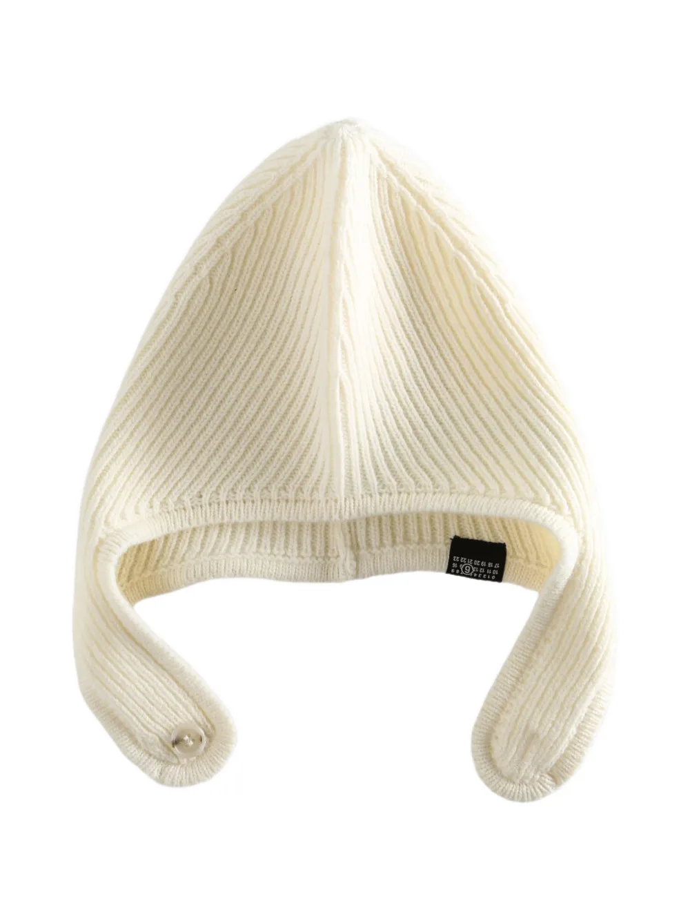 MM6 Maison Margiela Ribgebreide muts met knoopsluiting Beige