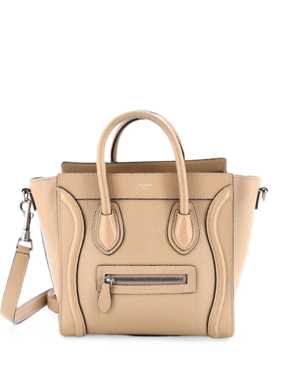 Celine Pre-Owned Luggage Bag Grainy Leather Nano crossbody bag - Neutrals