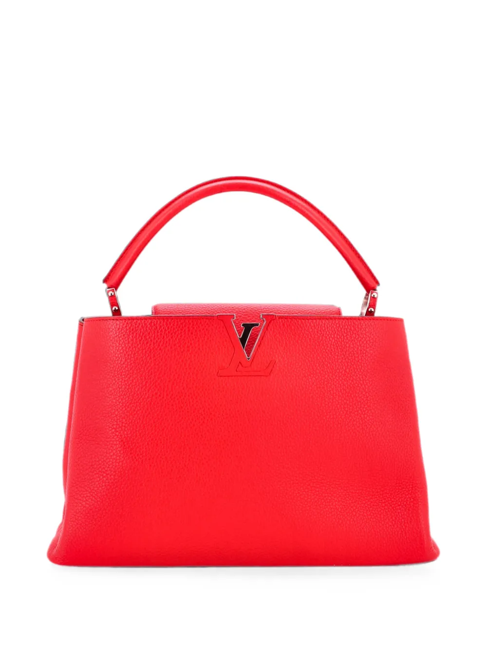 Pre-owned Louis Vuitton Capucines Bag Leather Gm Satchel In Red
