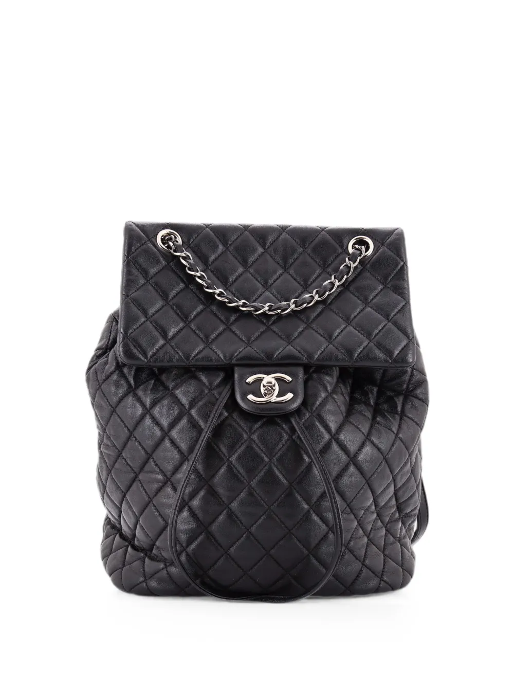 Pre-owned Chanel Urban Spirit Quilted Lambskin Large Backpack In Black