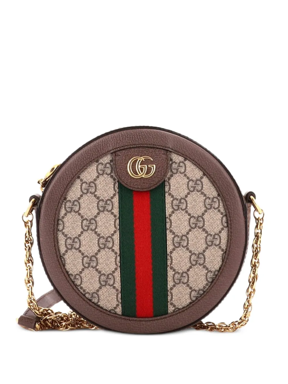 Gucci Pre-Owned Runde Ophidia Schultertasche aus GG-beschichtetem Canvas - Braun