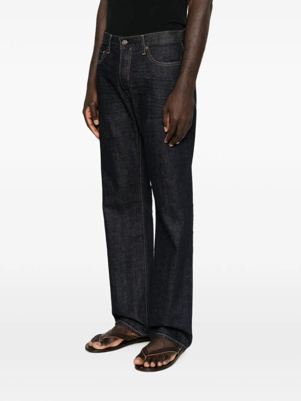 TOM FORD Straight jeans met whisker-effect Blauw