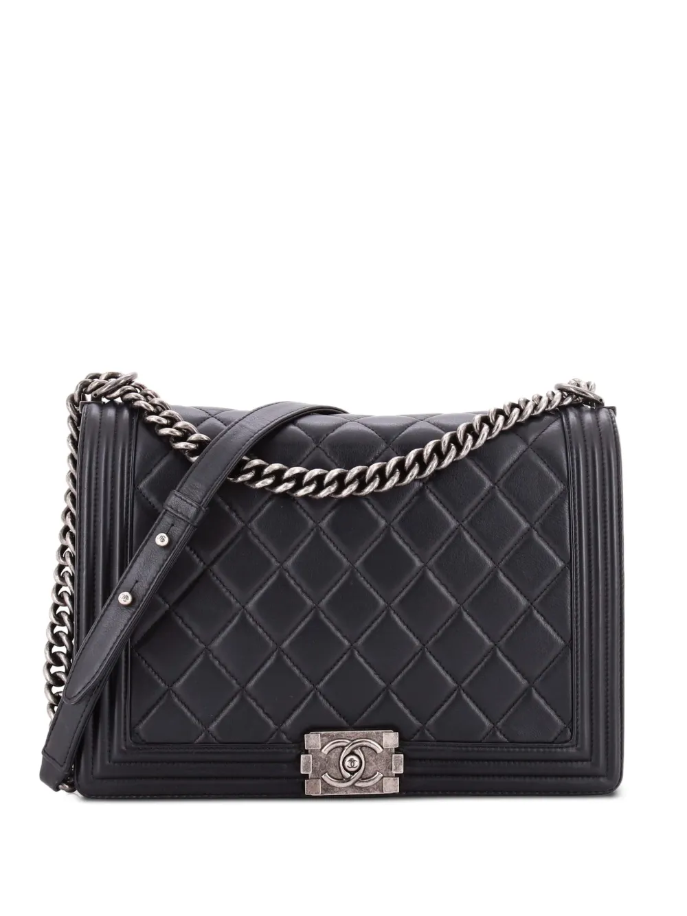 CHANEL Pre-Owned Boy Flap Bag Quilted Lambskin New Medium shoulder bag - Nero