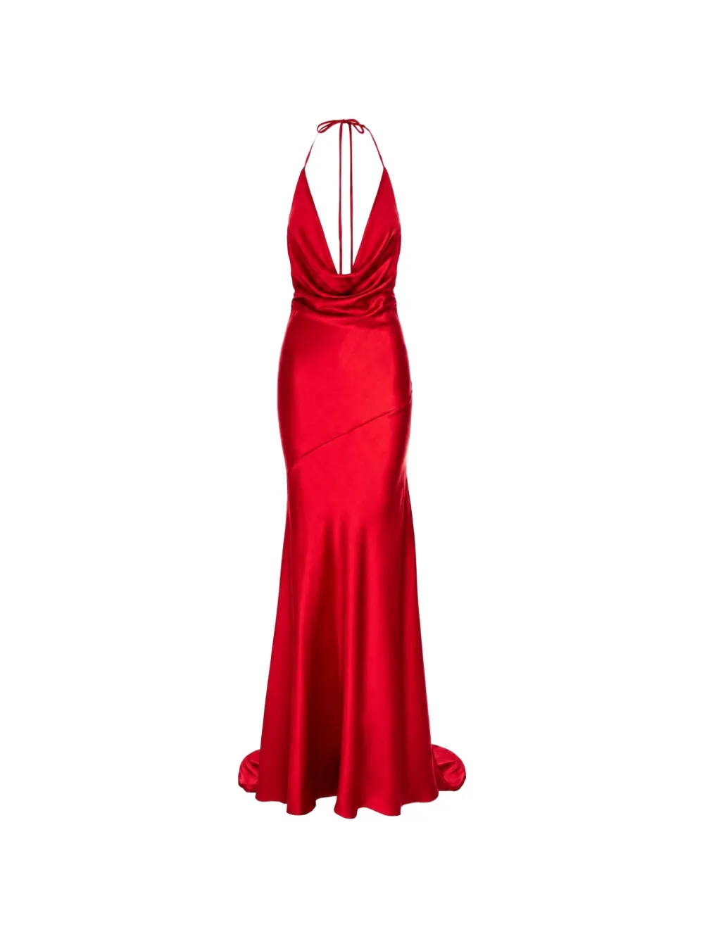 Roserry Halterneck Cowl-neck Dress In Red