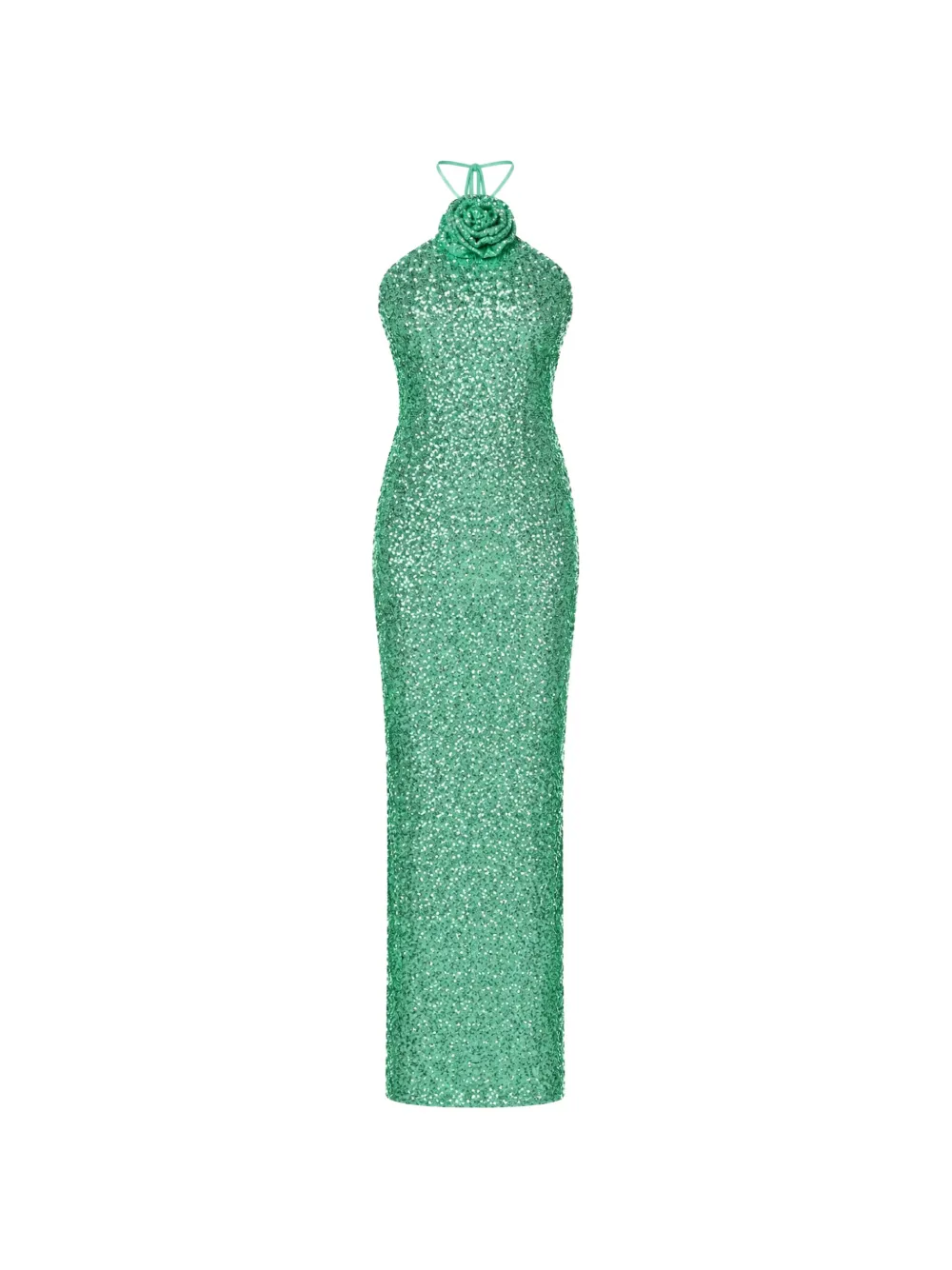 Roserry Sequin-embellished Floral-appliqué Dress In Green