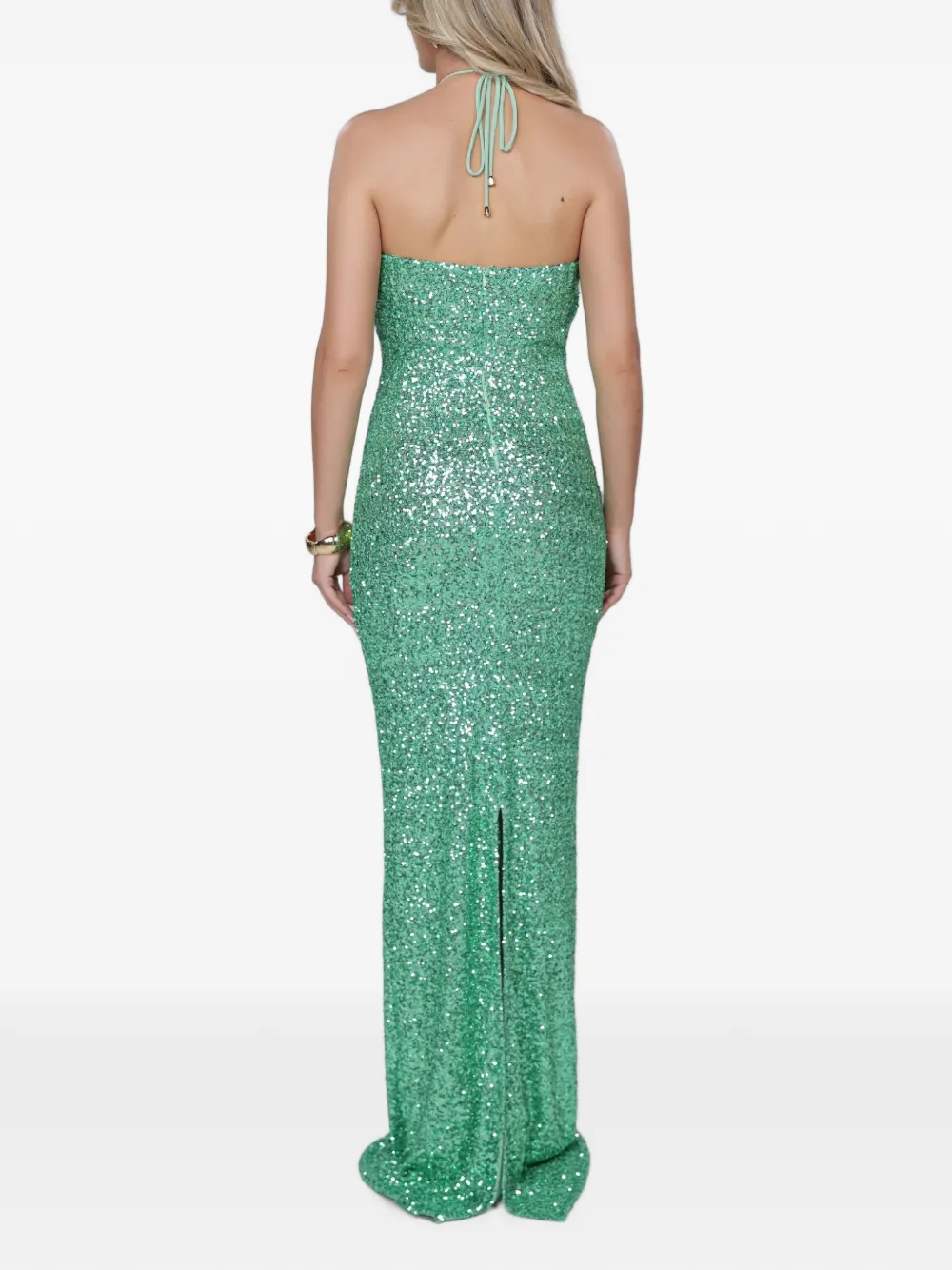 ROSERRY Jurk met pailletten en bloemapplicatie Groen