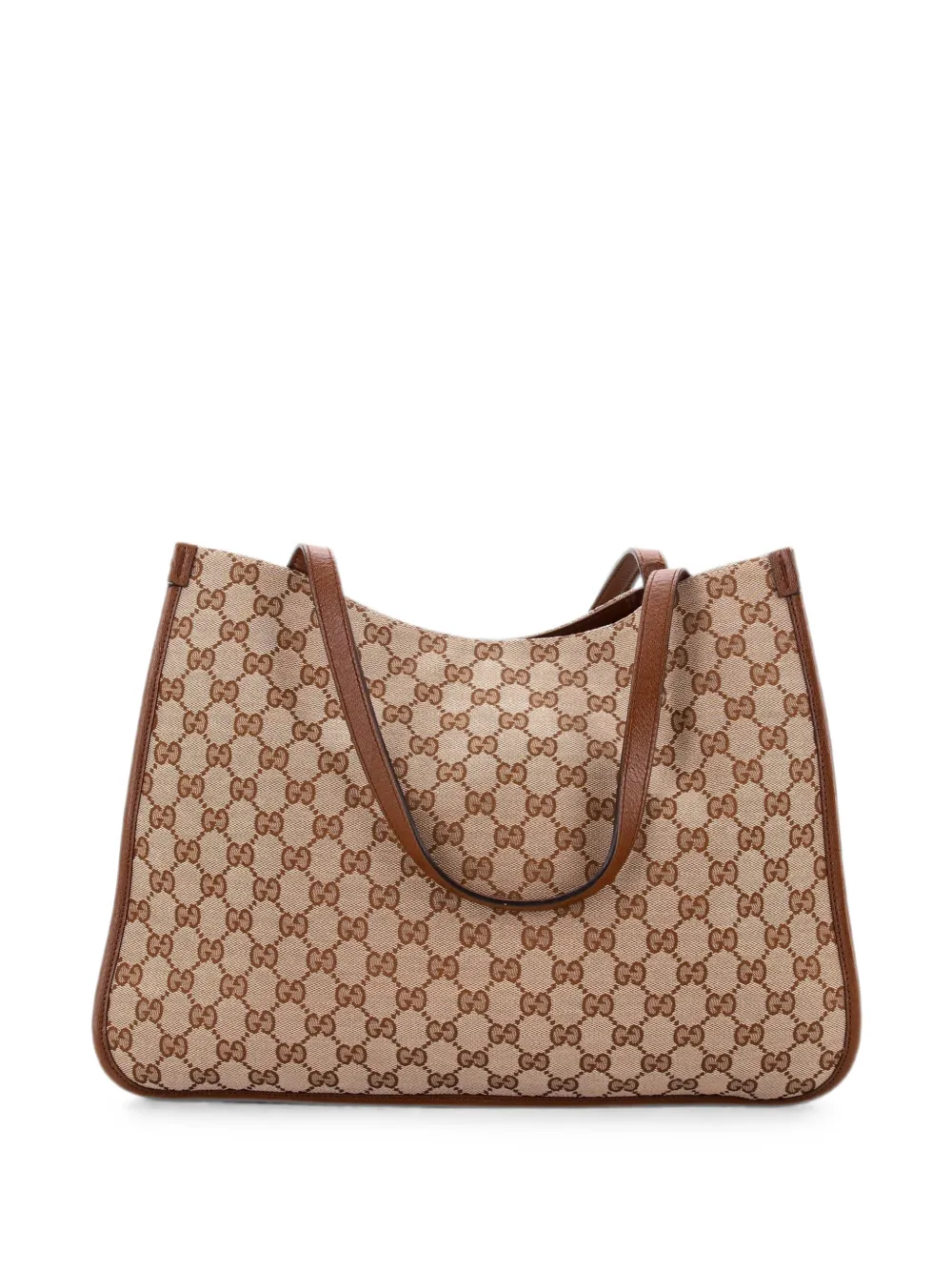 Pre-owned Gucci Horsebit 1955 Gg Canvas With Leather Medium Tote Bag In Brown