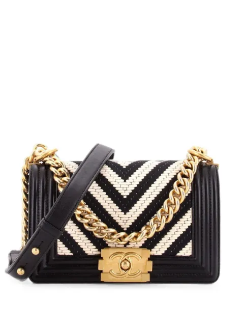 CHANEL Pre-Owned Boy Flap Bag Braided Chevron Cording and Calfskin Small shoulder bag
