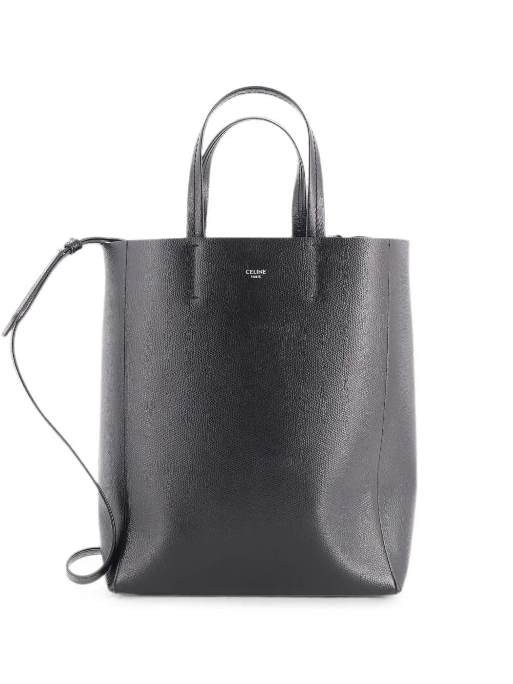 Pre-owned Celine Vertical Cabas Grained Calfskin Small Tote Bag In Black