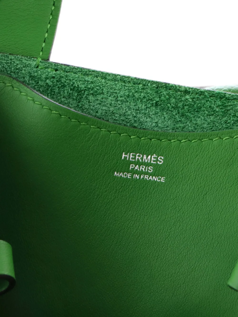 Pre-owned Hermes In-the-loop Bag Clemence With Swift 18 Bucket Bag In Green