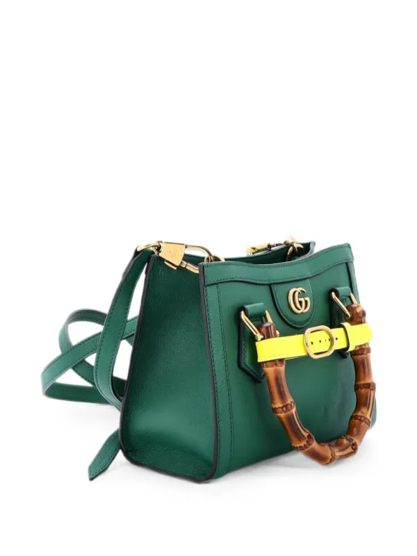 GUCCI ダイアナ　バンブー　ミニ　ハンドバッグ　ショルダー　グリーン Gucci Pre-Owned ダイアナ NM バンブーハンドル トート レザー ミニ