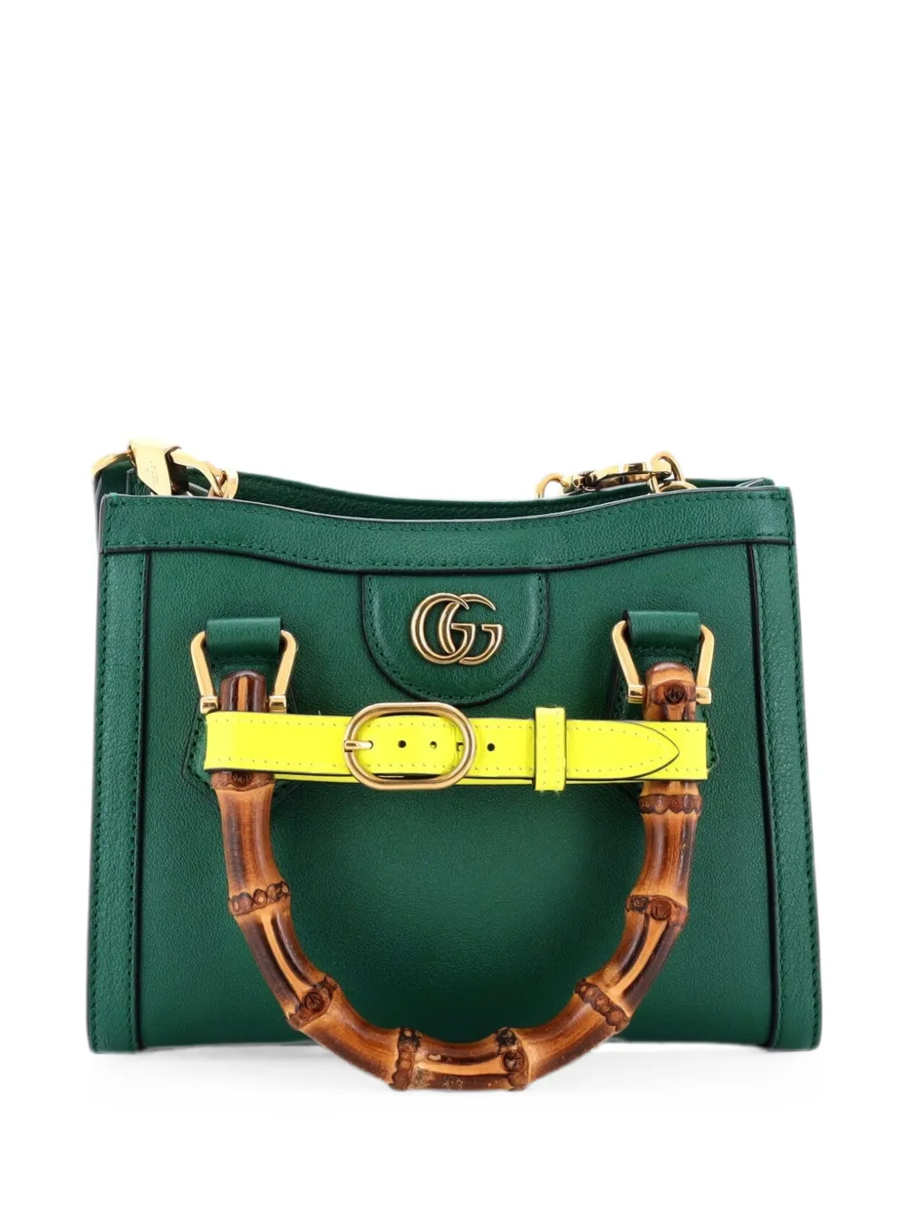 Pre-owned Gucci Diana Nm Bamboo Handle Tote Leather Mini Crossbody Bag In 绿色