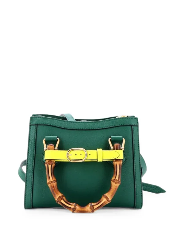 GUCCI ダイアナ　バンブー　ミニ　ハンドバッグ　ショルダー　グリーン Gucci Pre-Owned ダイアナ NM バンブーハンドル トート レザー ミニ