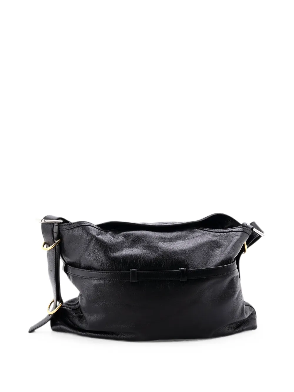 Pre-owned Givenchy Voyou Leather Medium Hobo Bag In Black