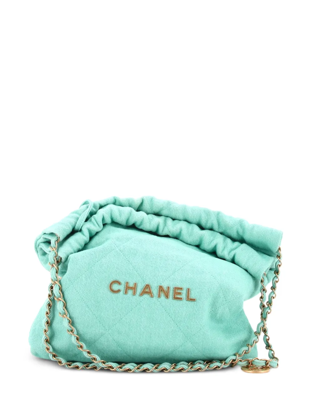 CHANEL Pre-Owned 22 Chain Quilted Denim Small hobo bag - Verde