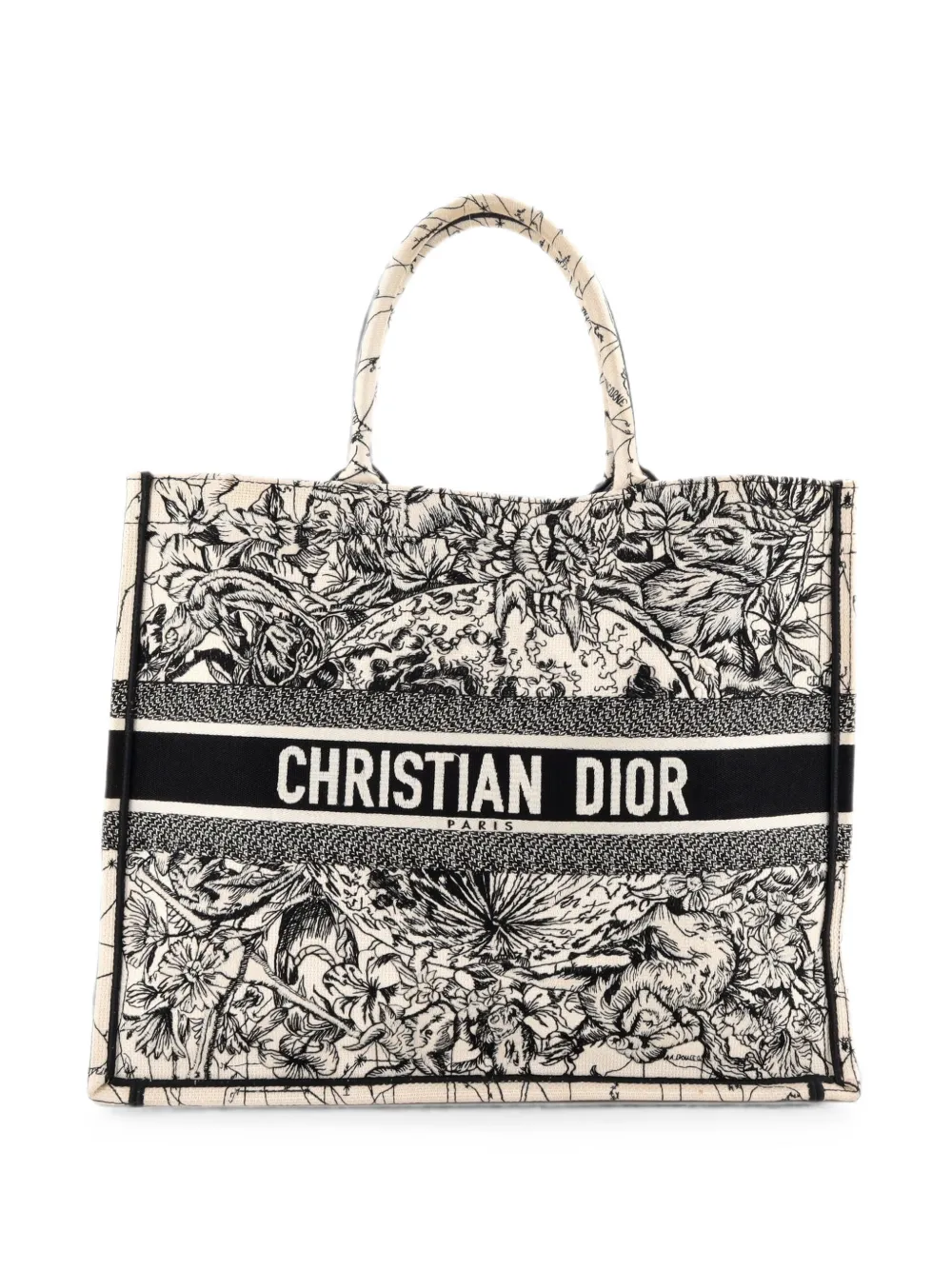 Christian Dior Pre-Owned Book Embroidered Canvas Large tote bag - Black