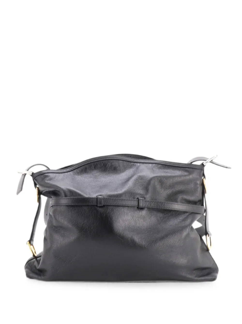 Pre-owned Givenchy Voyou Leather Medium Hobo Bag In Black
