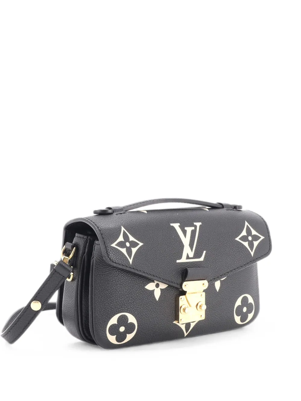 Pre-owned Louis Vuitton Pochette Metis Bicolor Monogram Empreinte Giant East West Shoulder Bag In Black