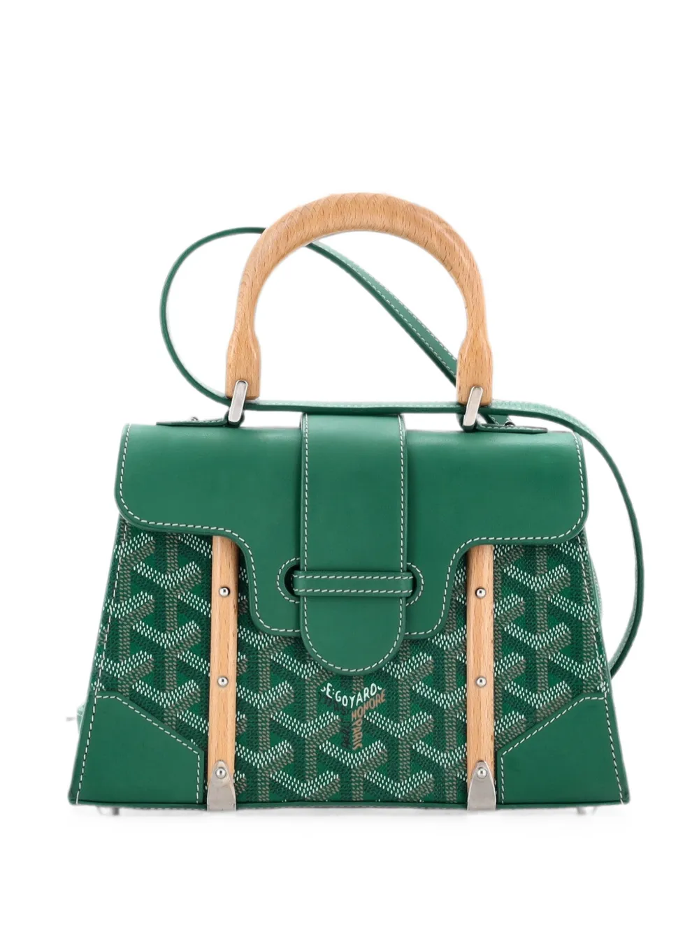 Goyard Pre-Owned Structured Saigon Top Handle Bag Coated Canvas with Leather Mini satchel - Verde