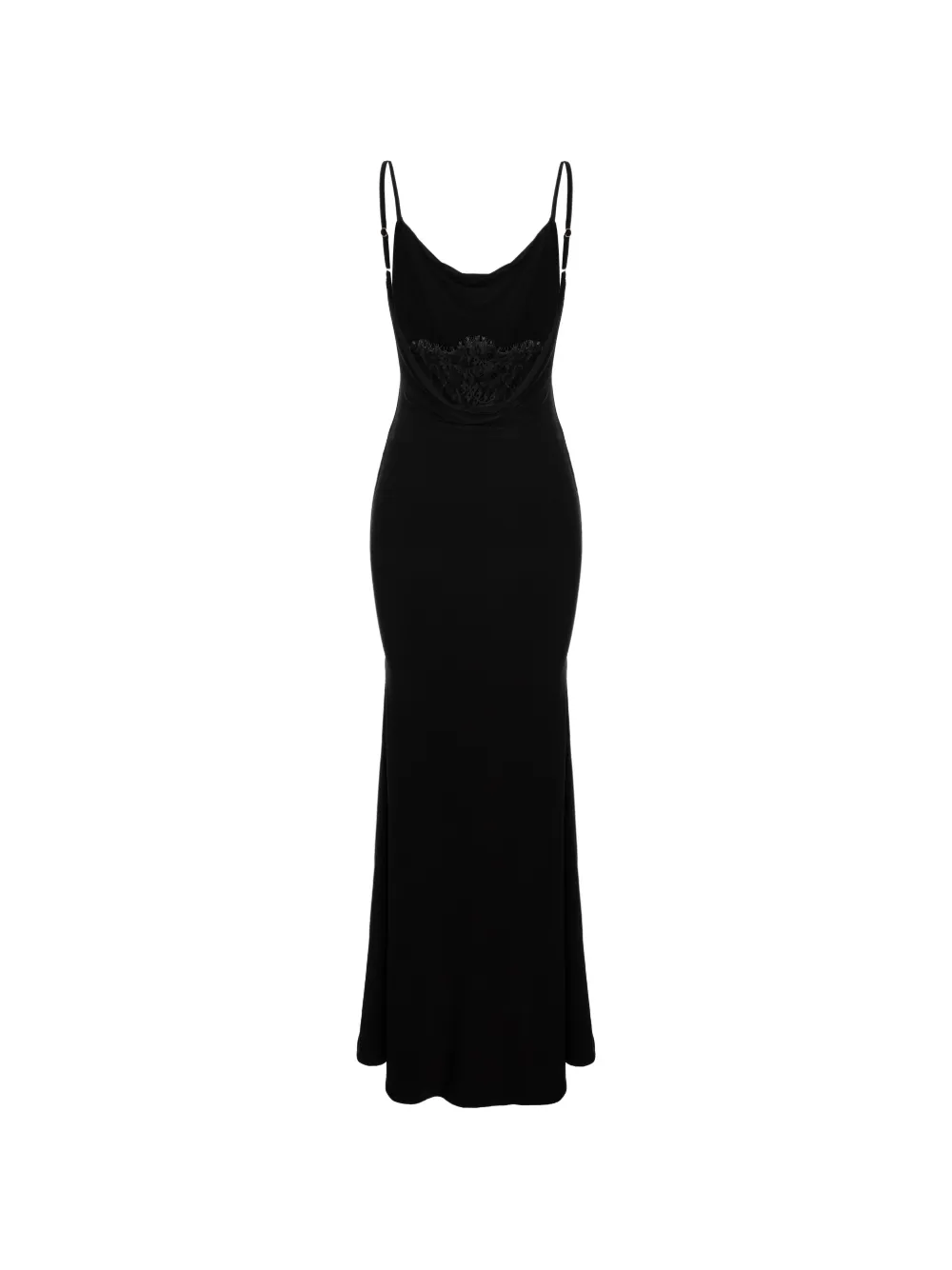 HAMZA Riviera maxi-jurk met kanten vlak Zwart
