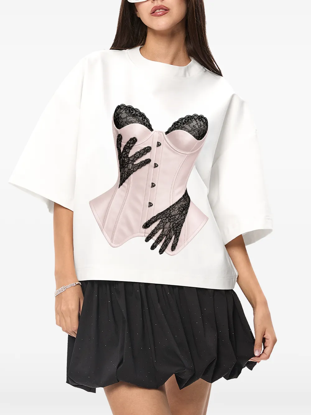 HAMZA T-shirt met print Wit