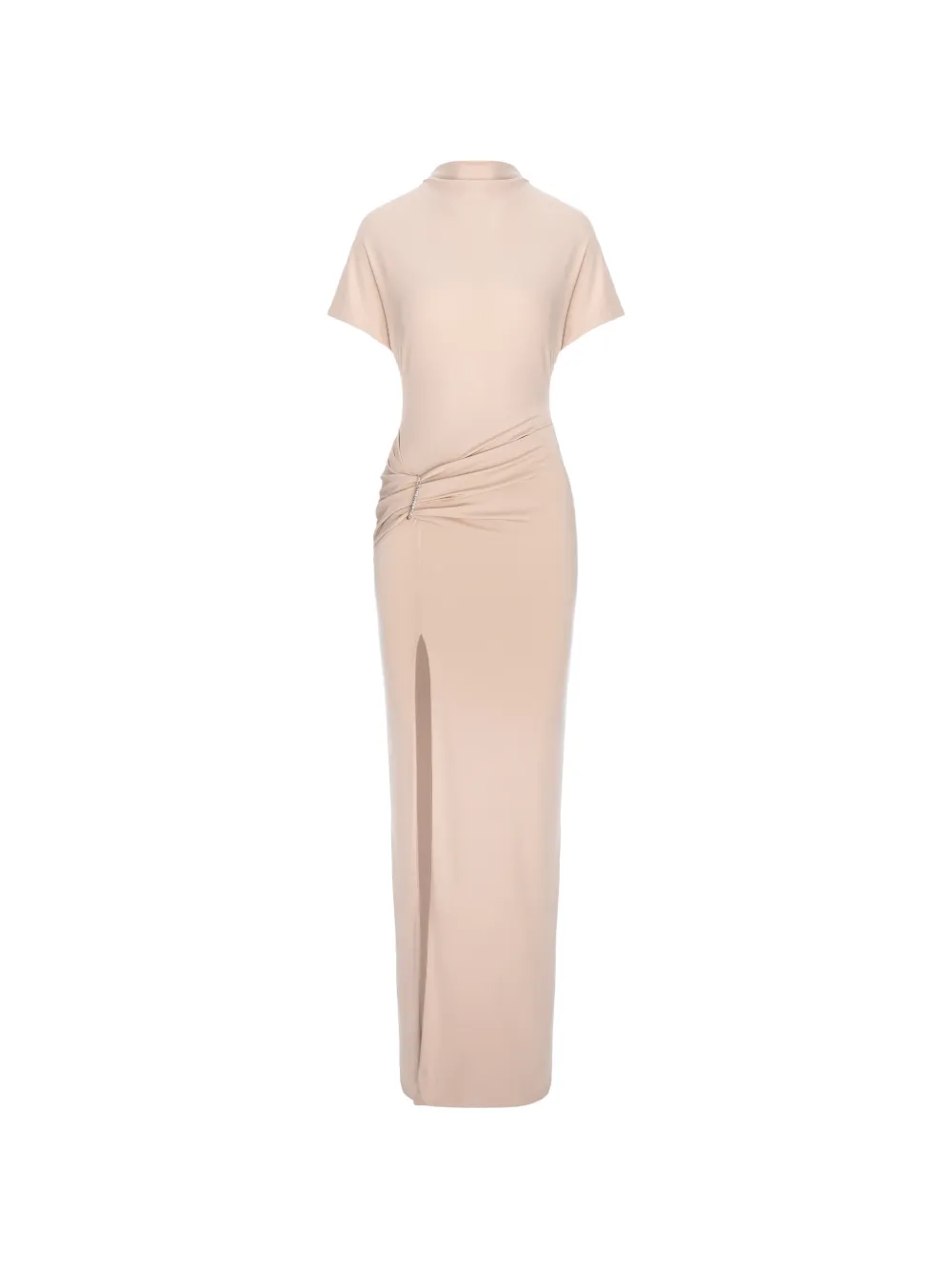 HAMZA Maxi-jurk met ruches en splitdetail Beige