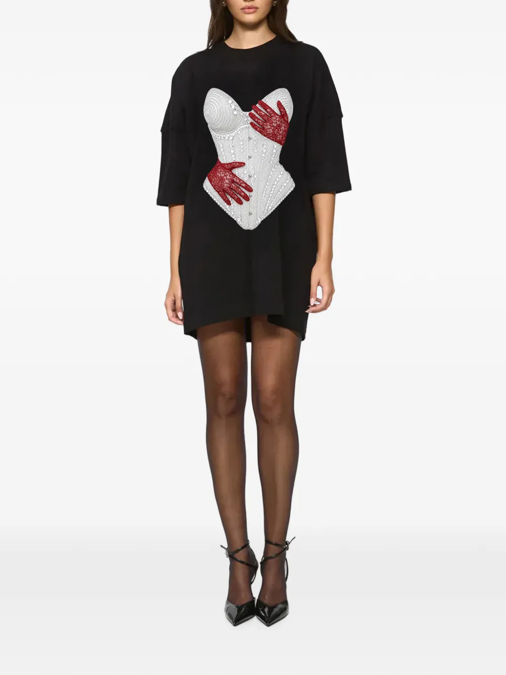 HAMZA Mini-jurk met print Zwart