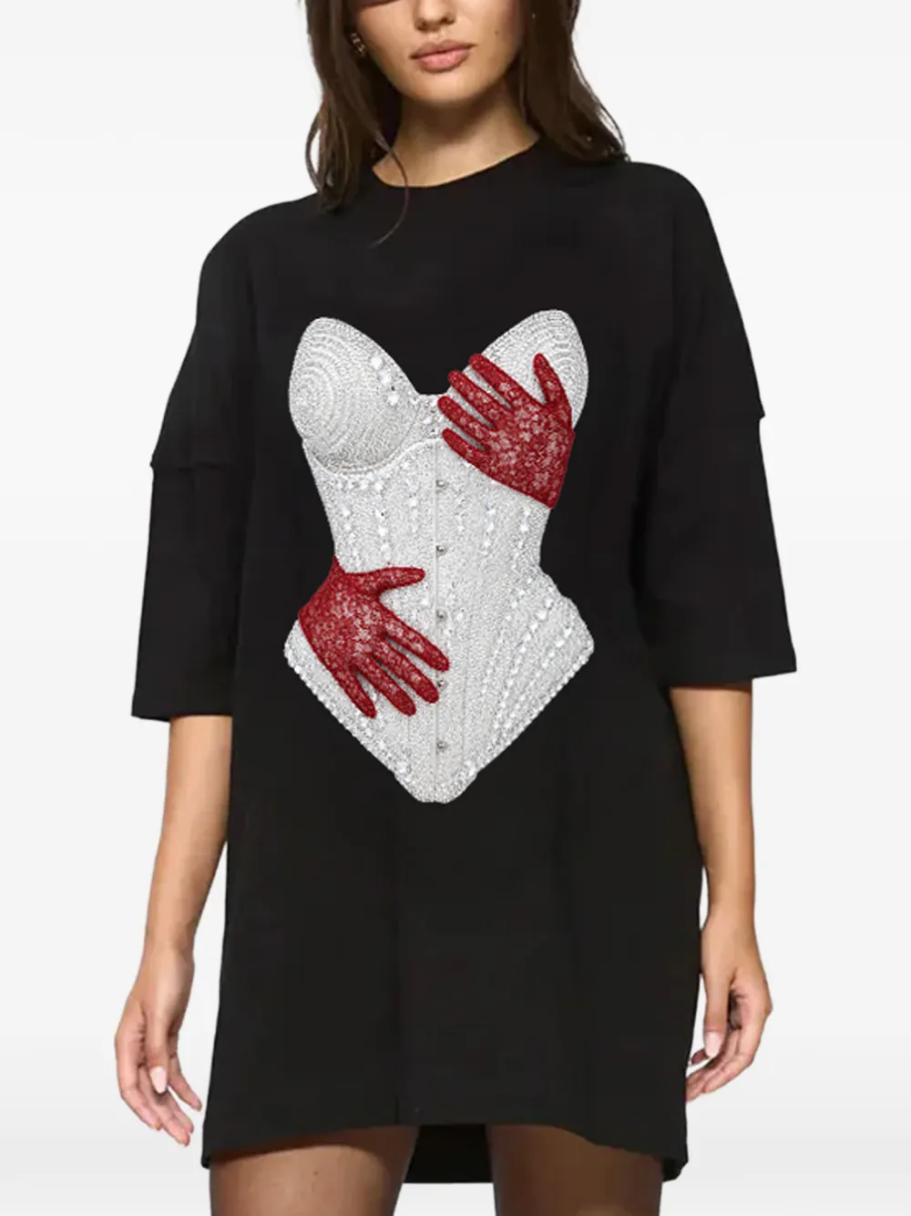 HAMZA Mini-jurk met print Zwart