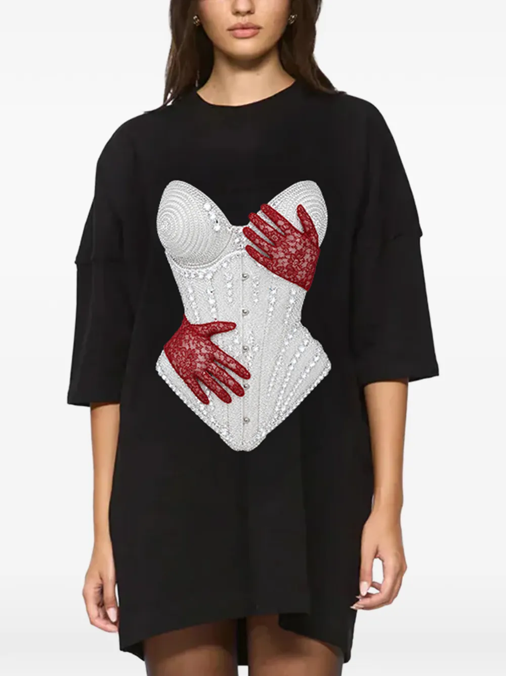 HAMZA Mini-jurk met print Zwart