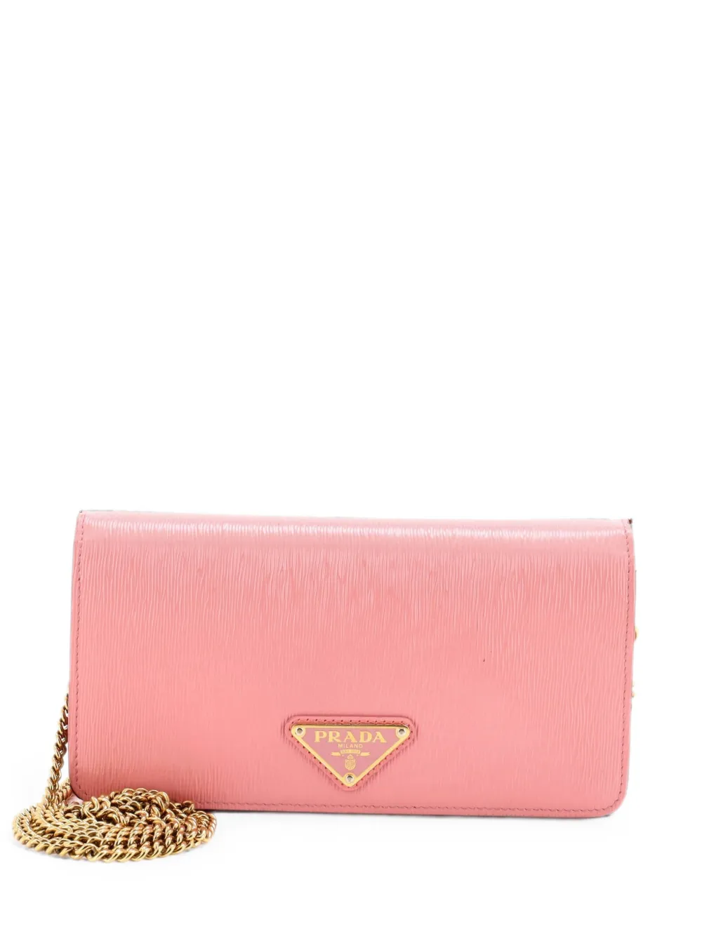 Pre-owned Prada Wallet On Chain Vitello Move Long Crossbody Bag In Pink