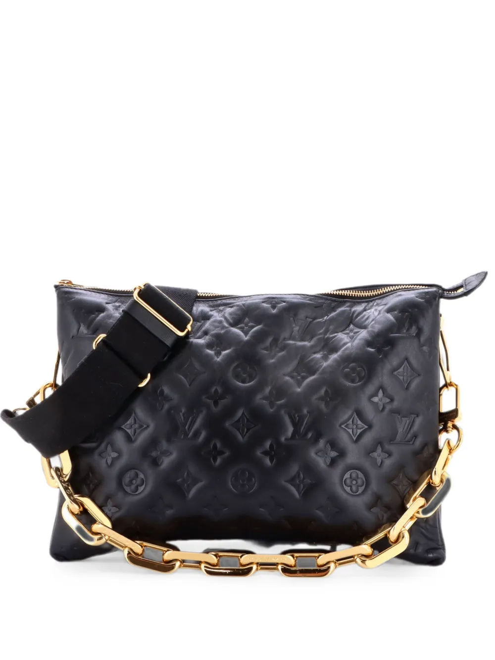 Pre-owned Louis Vuitton Coussin Bag Monogram Embossed Lambskin Mm Crossbody Bag In Black