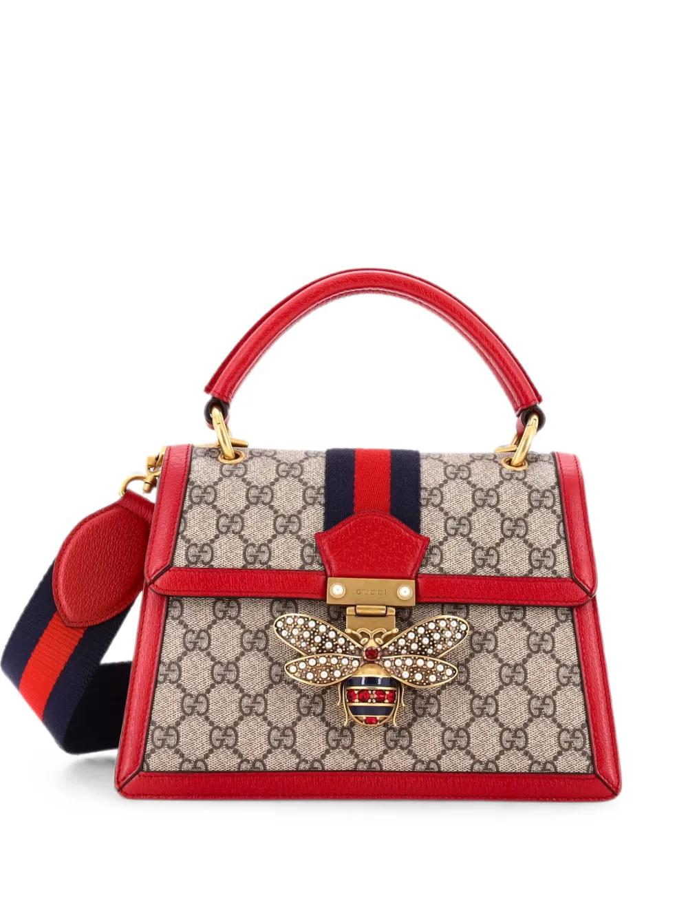 Gucci Pre-Owned Queen Margaret Top Handle Bag GG Coated Canvas with Leather Small satchel - Red