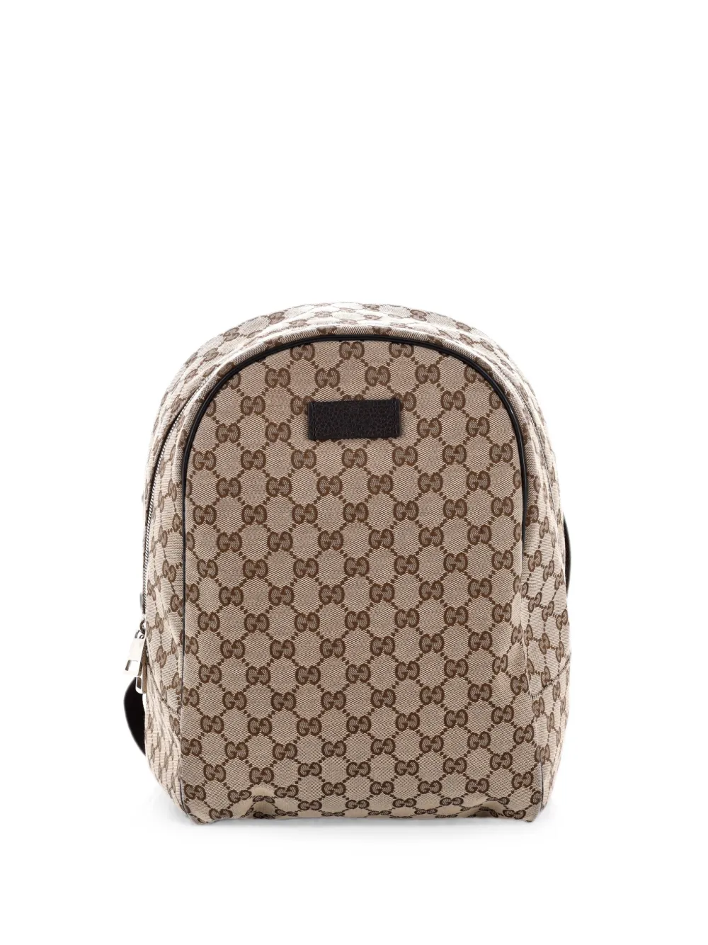 Pre-owned Gucci Zip Around Travel Gg Canvas Backpack In 褐色