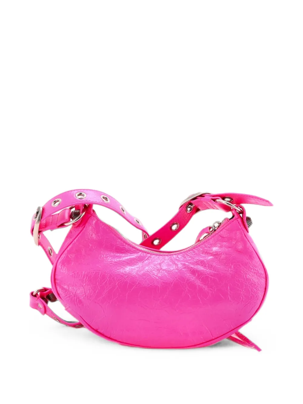 Pre-owned Balenciaga Le Cagole Giant Studs Shoulder Bag Leather Xs Hobo Bag In Pink