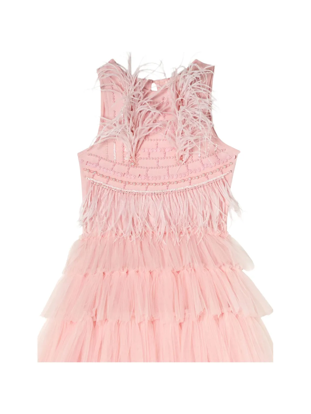 Tutu Du Monde Dazzle Darling gelaagde jurk met verenafwerking Roze