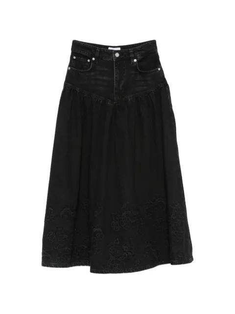 GANNI falda midi de mezclilla con bordado