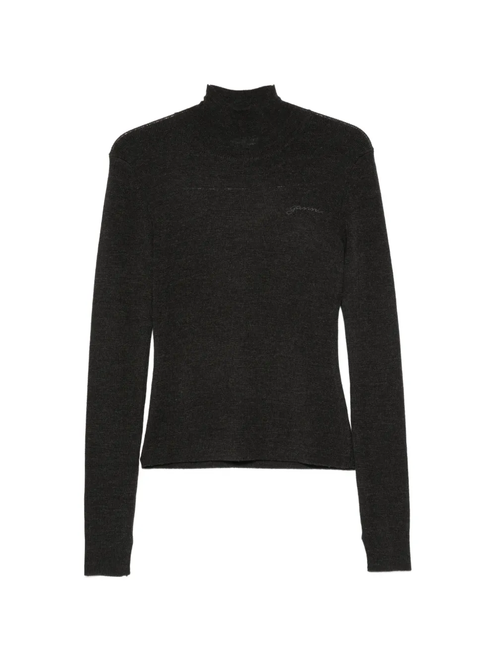 GANNI ribbed-knit high-neck sweater - Grau