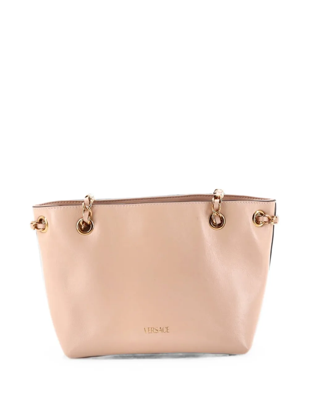 Pre-owned Versace Medusa Icon Chain Leather Mini Tote Bag In 中性色