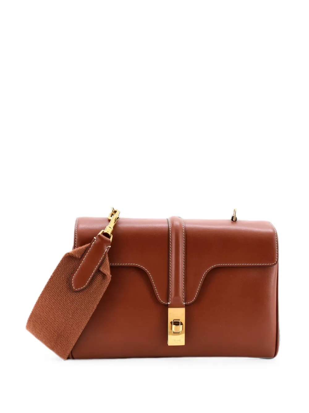 Pre-owned Celine Soft 16 Bag Smooth Calfskin Teen Shoulder Bag In 褐色