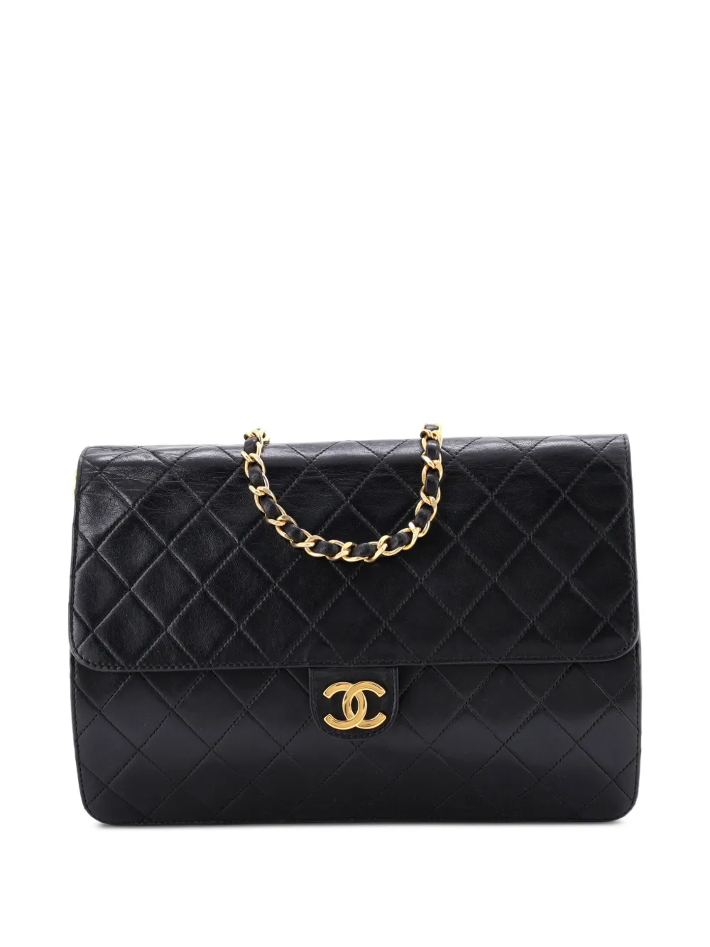CHANEL Pre-Owned Square CC Flap Bag Quilted Lambskin Medium shoulder bag - Nero